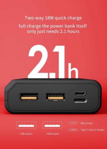 Akekio K10 QC 3.0 With PD Function 10000mAh Power Bank, 18W USB-C Portable Charger with Power Delivery & Quick Charge 3.0 Battery Pack for iPhone & Android , PD Function Available USB-C Output & Input