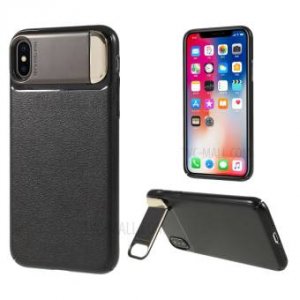3 Combo Pack of 1 Case 1 Full Temper Glass 1 Camera Glass iPhone X Xs Case, iPhone X Case, Cover Metal Kickstand Case [Vertical and Horizontal Stand] [Reinforced Drop Protection] Hard PC Back with Flexible TPU Bumper for iPhone Xs/ iPhone Xs (2017)