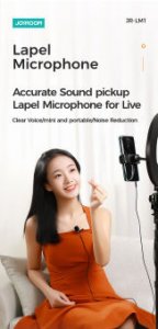 Joyroom JR-LM1 Lapel Lavalier Microphone 3M Cable Wired Microphone for Vlog Broadcasting Streaming Recording Professional Grade Omnidirectional Mic Condenser Small Mini Perfect for Recording Podcast PC Laptop Android iPhone YouTube Interview ASMR External