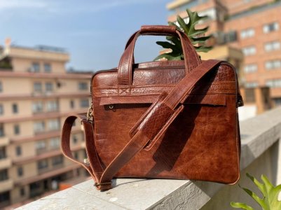 Genuine leather laptop bag