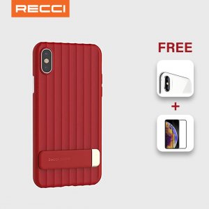 3 Combo Pack iPhone X, Xs Case, Temper Glass & Camera Glass Complete Protection for iPhone X Recci iPhone Case With [Vertical and Horizontal Stand] [Reinforced Drop Protection] Soft PC Back with Flexible PC+TPU Bumper for iPhone X & Xs