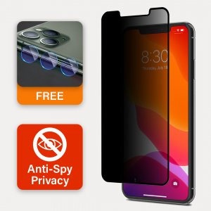 Golden Armor iPhone Privacy Temper Glass With Free Camera Glass Privacy Screen Protector, Anti-Spy Tempered Glass Film, 3D Full Coverage Screen Protector for iPhone 8 Plus and 7 Plus X/Xs, Xr, Xs max, 11, 11Pro, 11Pro Max, 12/12 Pro, 12 mini, 12 Pro Max