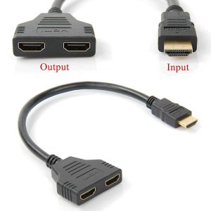 HDMI Male to Dual HDMI Female 1 to 2 Way HDMI Splitter Adapter Cable for HDTV, Support Two TVs at The Same Time, Signal One in, Two Out(Black)