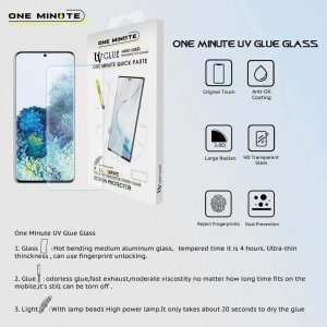 One Minute Glass Screen Protector for Galaxy S20 Plus Full Cover (Fingerprint Scanner Compatible) Tempered Glass Film (UV Gel Application) - Samsung Galaxy S20+ Screen Protector (2020)